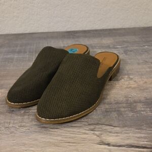 Olive Green Slip-On Mules